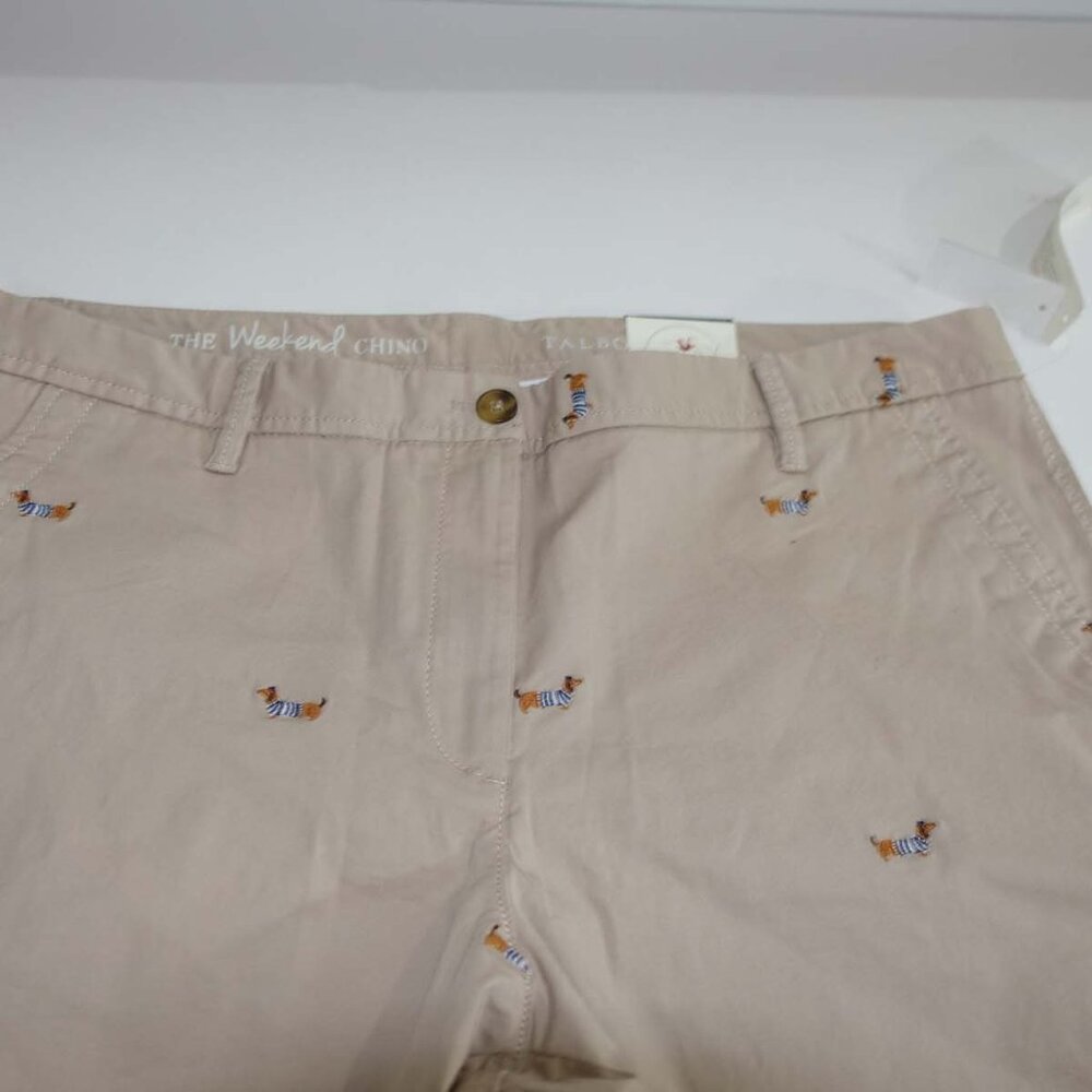 Talbots Women's The Weekend Chino Pants Size 14 NWT Beige Dachshund Dog Print - Picture 2 of 11